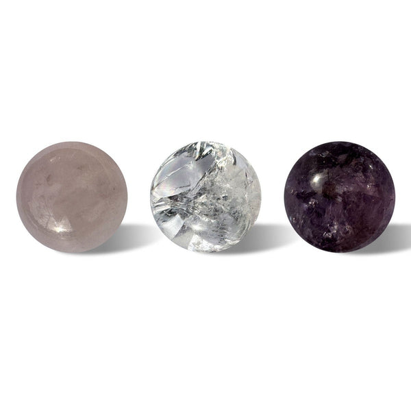 Golden Triangle Crystals — Amethyst, Clear Quartz & Rose Quartz