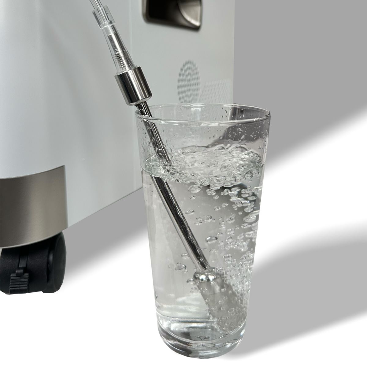 Making hydrogen water with the included bubble stick and a glass of water