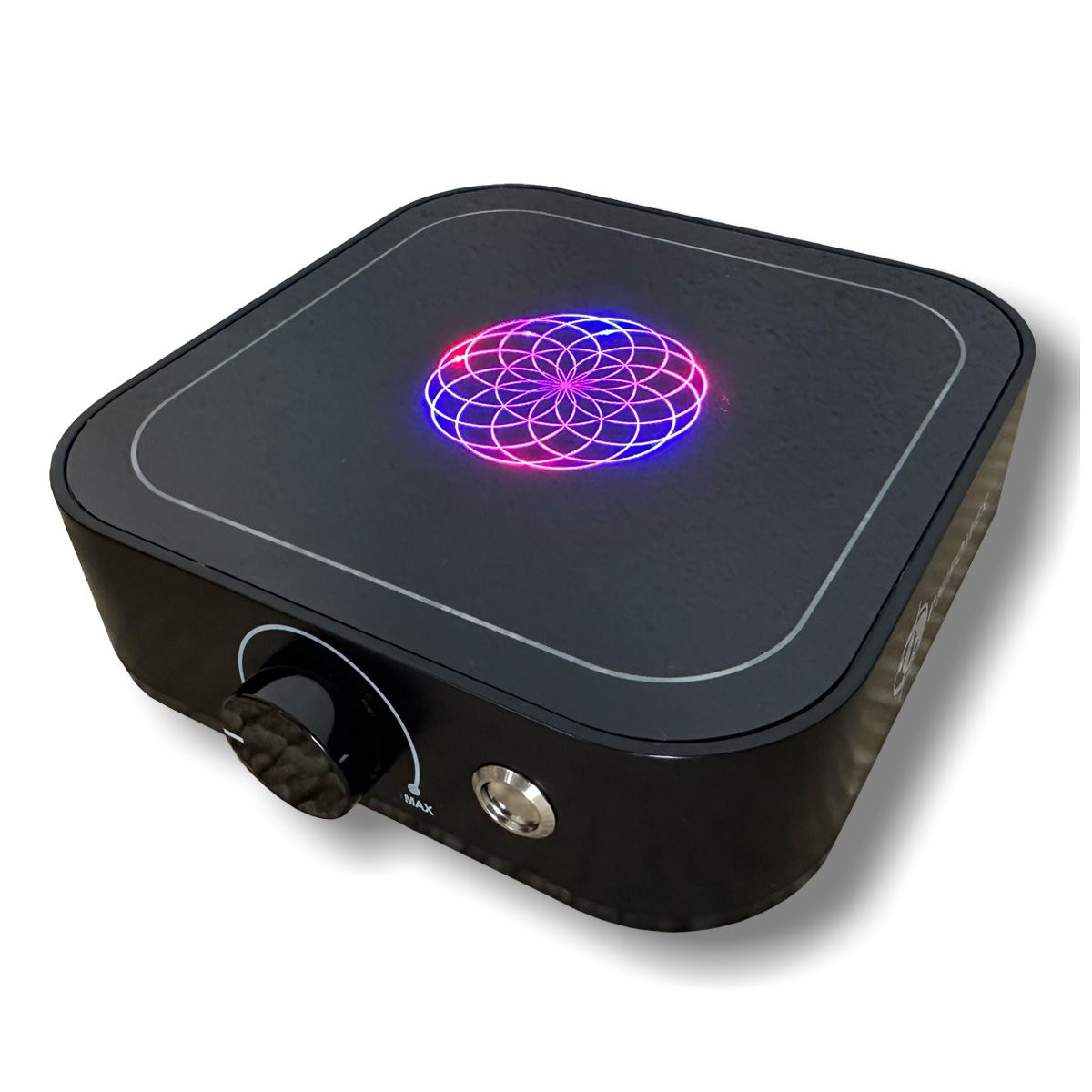 Magnetic stirrer side view with speed control and LED symbol