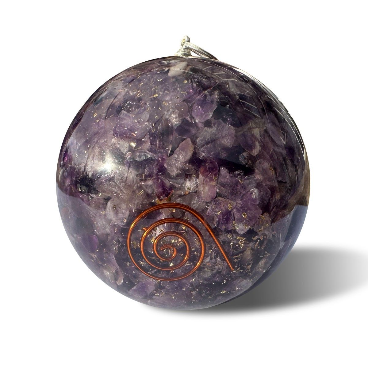 Amethyst-filled orgone sphere, 6 cm