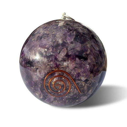 Amethyst-filled orgone sphere, 6 cm
