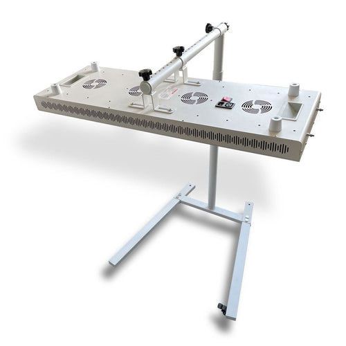 Adjustable rolling stand with red light panels