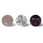 Cristaux d'améthyste, de quartz clair et de quartz rose