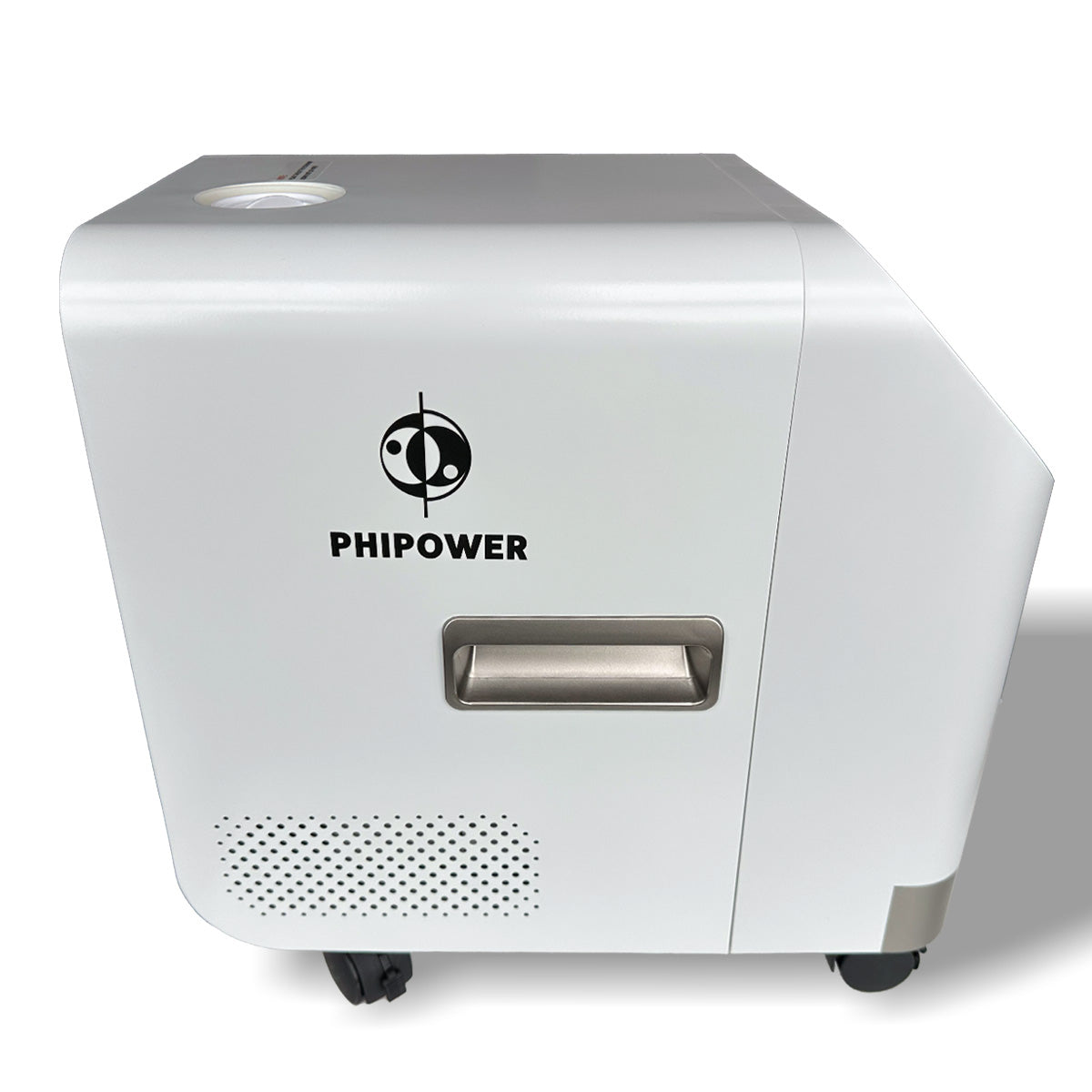 Zijaanzicht van de Phipower waterstofinhalator met draaggreep