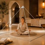 Wellness moment inside the Phipower meditation pyramid