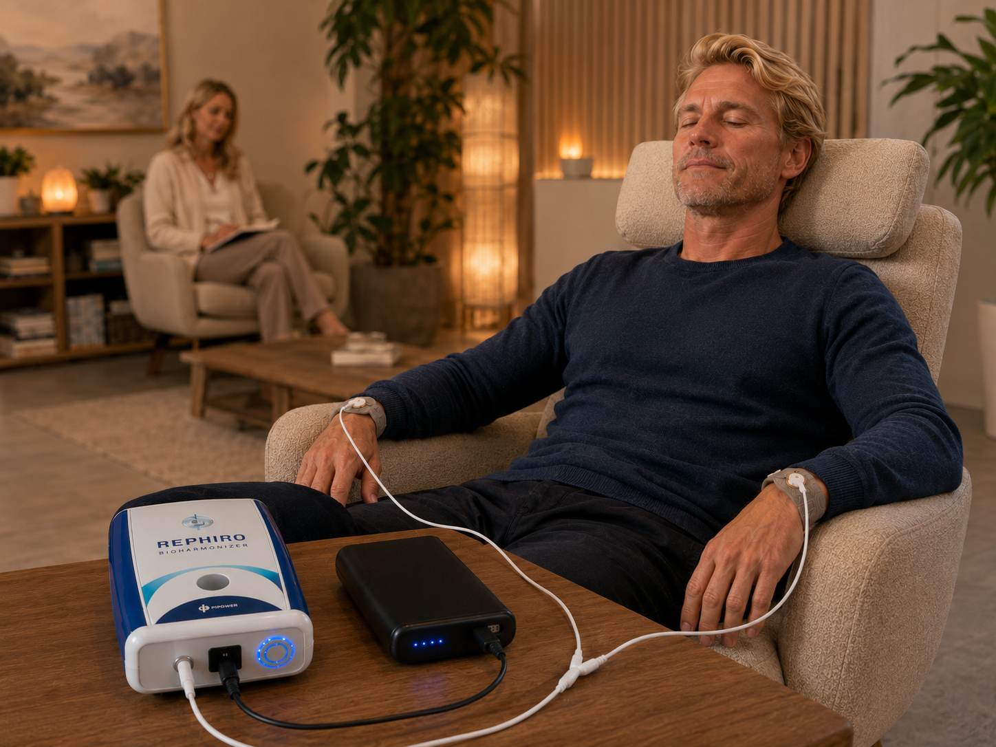 Rephiro Bioharmonizer used during a personal coaching session
