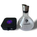 Glass vortex carafe next to the magnetic stirrer