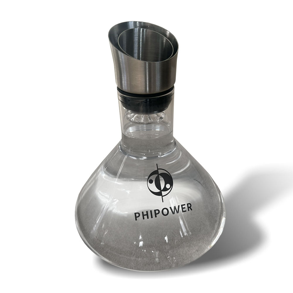 1.6 litre glass vortex water carafe with stainless-steel pouring spout